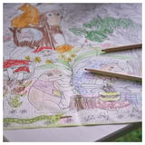 Forest scene coloring paper & pencil - ready for art