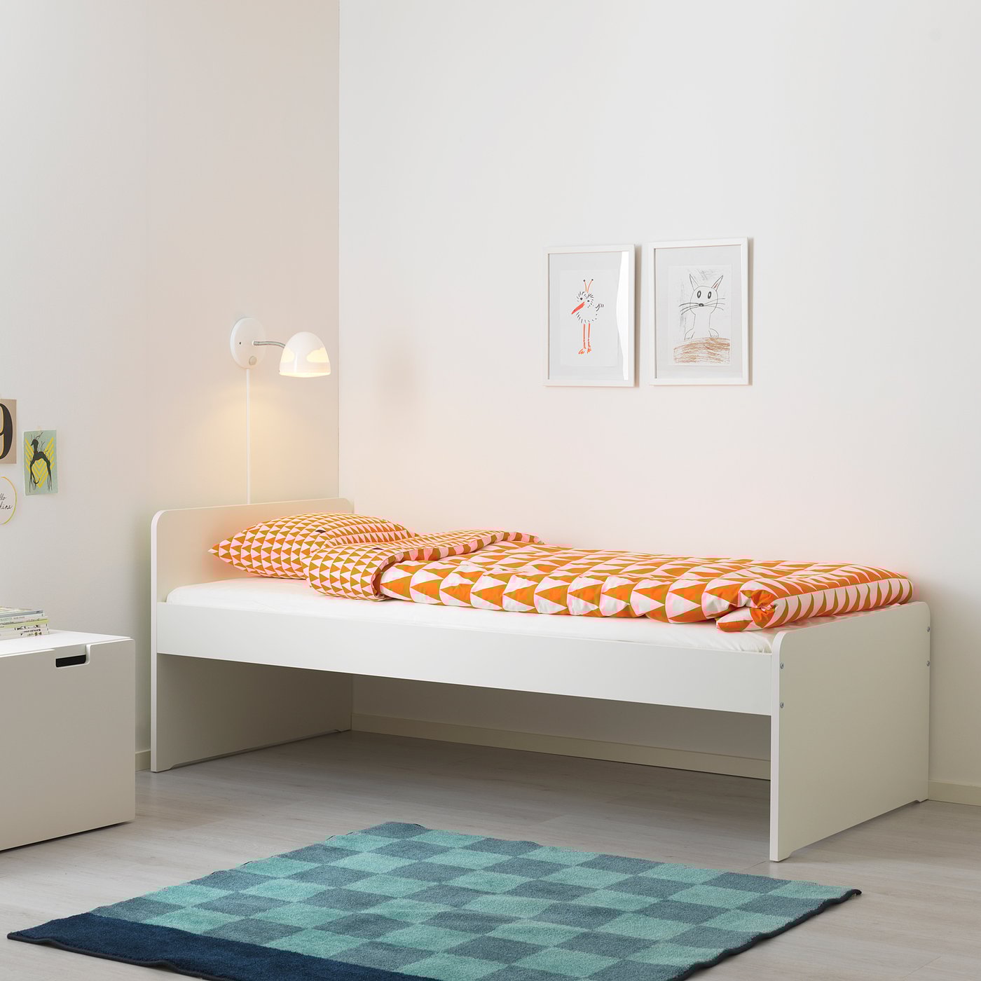 SLÄKT Bed frame with slatted bed base white IKEA
