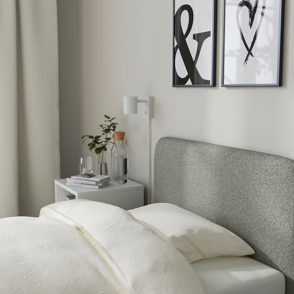 SLATTUM Slipcover for headboard, Öreryd grey/beige, 90 cm