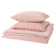 Option: Red and white striped bedding set; includes duvet cover and pillows. Made from breathable cotton and viscose, seersucker texture.