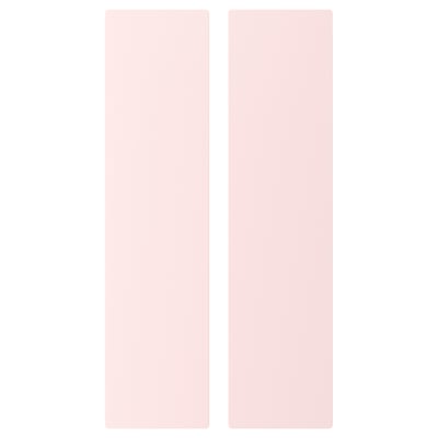 Two light pink, rectangular panels, likely childrens storage doors.