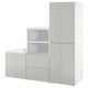 SMÅSTAD white wardrobe set with shelves and drawers, designed for children.