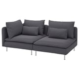 Dark grey SÖDERHAMN corner sofa, sleek design with angled legs, plush cushions.