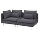Dark grey SÖDERHAMN corner sofa, sleek design with angled legs, plush cushions.