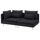 Black modular sectional sofa, SÖDERHAMN, modern design with deep seats and removable cushions.