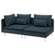 Dark green SÖDERHAMN sectional sofa with deep seats, pillows, and metal legs.