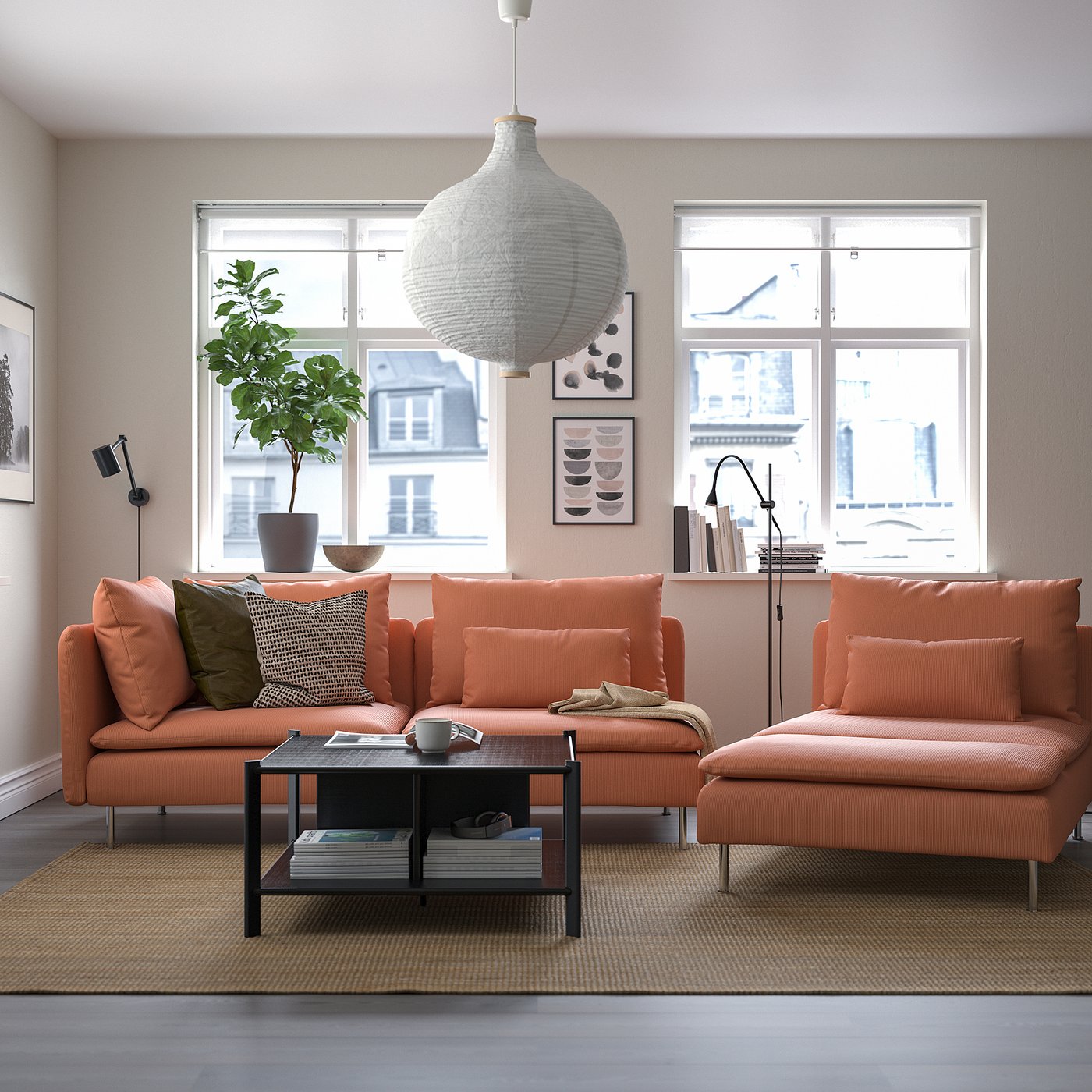 SÖDERHAMN 3-seat sofa, with open end/Kelinge rust - IKEA Spain