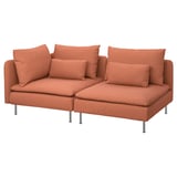 SÖDERHAMN terracotta sectional sofa, orangey-red with soft cushions, modern design, minimalist legs.