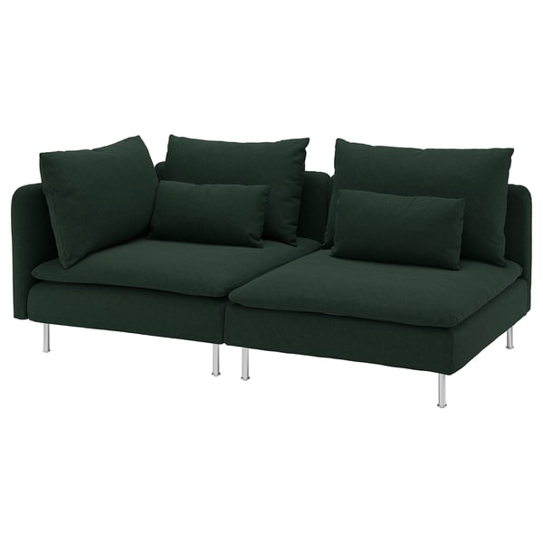 SÖDERHAMN deep seat corner sofa in dark green, modern design with removable cushions.