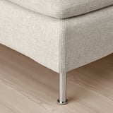 Modern sofa with clean lines, featuring metal legs and plush cushions, showcasing quality upholstery.