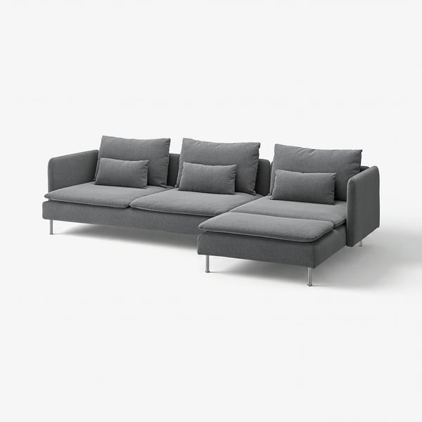 SÖDERHAMN 4-seat sofa, with chaise longue/Johanneshov dark grey