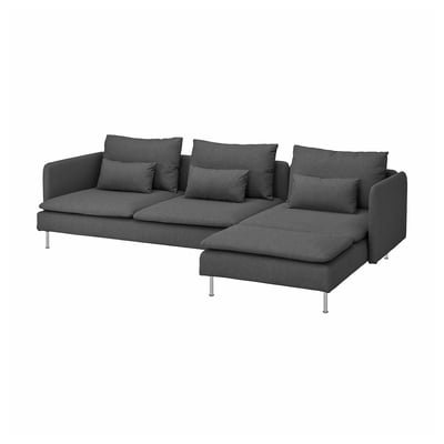 SÖDERHAMN sectional sofa, grey, with deep seats and removable cushions.