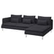 Dark grey SÖDERHAMN sectional sofa with deep seats, loose cushions, and stainless steel legs.