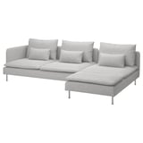 SÖDERHAMN sofa, grey, modern, u-shaped, with cushions.