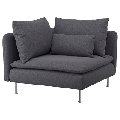 This image shows a grey SÖDERHAMN corner sofa with three cushions.
