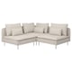Modern beige sectional sofa with 8 cushions and metal legs. Deep seats, low back, and sleek lines. Perfect for comfortable lounging.