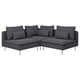 SÖDERHAMN dark grey corner sofa; modern, sleek design; steel legs; cushioned seats & backs.