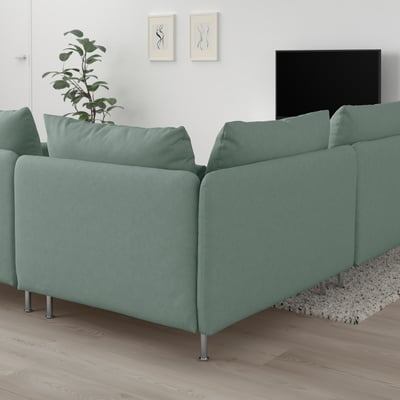 SÖDERHAMN sectional in sage - modern & comfy. Airy design, larger than plant, smaller than tv.