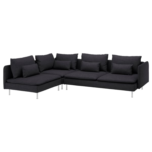 Dark gray SÖDERHAMN sectional sofa with plush cushions, sleek metal legs, and modern design.