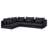 Dark gray SÖDERHAMN sectional sofa with plush cushions, sleek metal legs, and modern design.