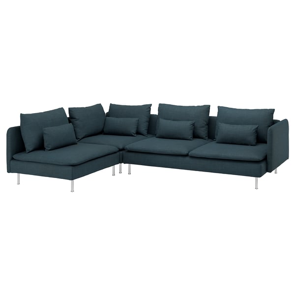 Teal SÖDERHAMN sofa, low design, metal legs.