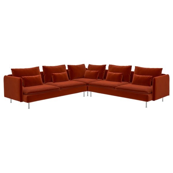 SÖDERHAMN Corner sofa, 6-seat, Alhamn deep orange-red
