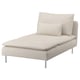 Option: SÖDERHAMN chaise in gunnared beige, modern design with chrome legs, cozy seats, and moveable cushions.