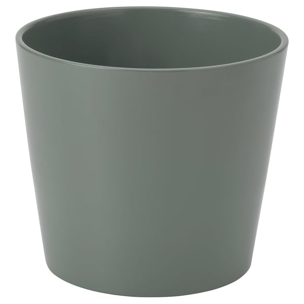 SOJABÖNA grey ceramic planter, cylindrical shape, simple design by ilse crawford.