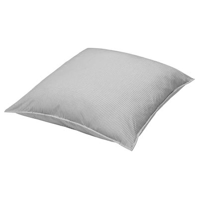 Gray striped square pillow, made of cotton.