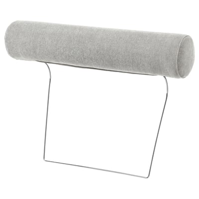 SÖRVALLEN headrest, gray, fabric & metal, cylindrical, minimalist design.
