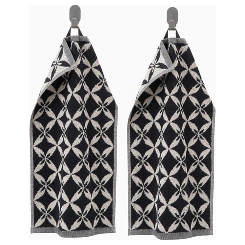 SPÄRRKRUSBÄR Guest towel, beige/black, 30x50 cm