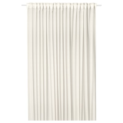 White STENFRÖ curtain heading tape for easy pleats, made from recycled polyester for eco-friendly style.