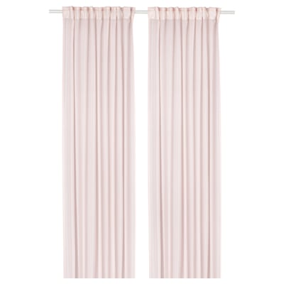 Pair of light pink curtains with rod pocket, simple design.