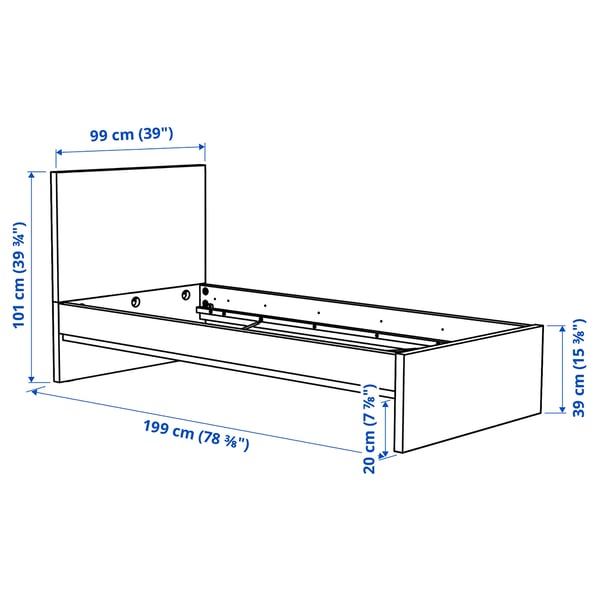STORKLINTA Bed frame, white/Luröy, 90x190 cm