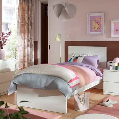 STORKLINTA Bedroom furniture, set of 3, white, 90x200 cm
