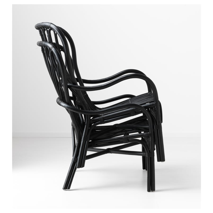 STORSELE highback armchair, black/rattan IKEA Spain
