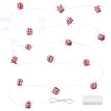 STRÅLA led light chain, red grid gifts, battery-operated, perfect for decorating trees or walls.