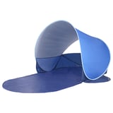 Blue STRANDÖN pop-up sun shelter, curved design with mesh and pockets.