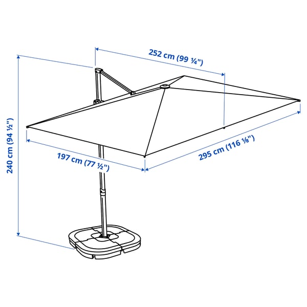 Illustration with measurements for the product: SVALÖN.