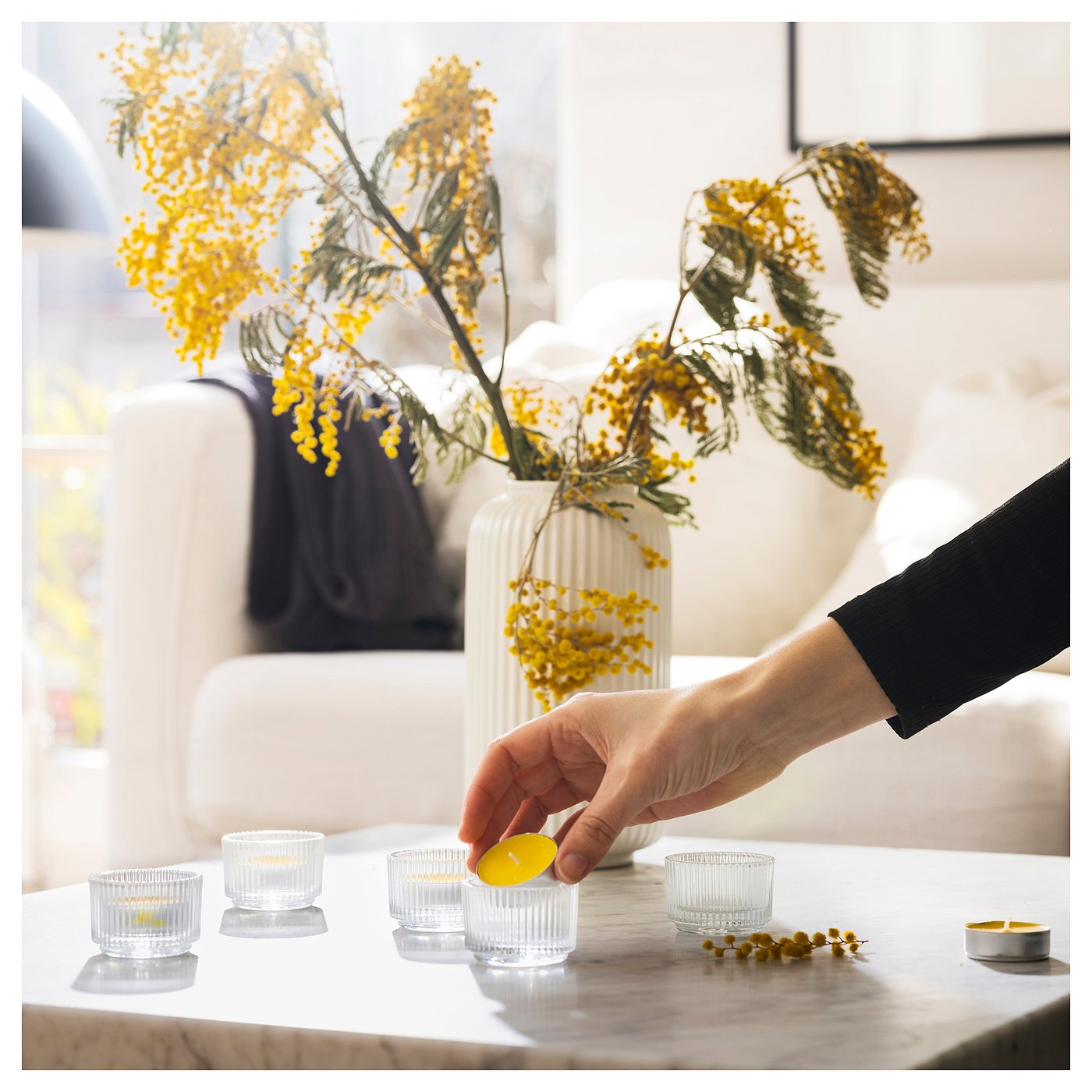 SVARTOXBÄR scented tealight, Mimosa/yellow, 3.5 hr - IKEA Spain