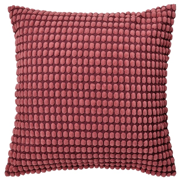 SVARTPOPPEL cushion, light red, square, textured, recycled polyester.