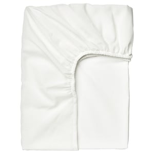 TAGGVALLMO white fitted sheet - easy care, non-shrink, polyester & cotton blend, rectangle with elastic edge