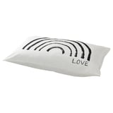 Product: TAPETMAL pillowcase, white with black rainbow design, soft cotton-viscose blend.