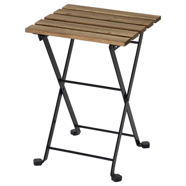 TÄRNÖ Stool, black/light brown stained, 30x42 cm