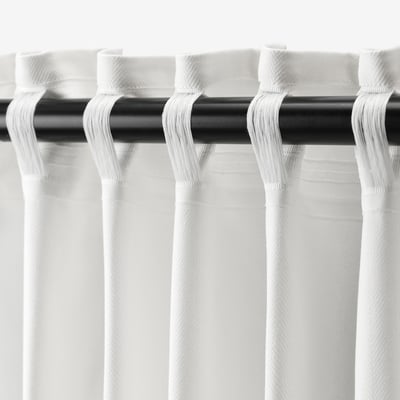 TIBAST white curtains, solid color, cotton material, simple design, rod pocket heading.