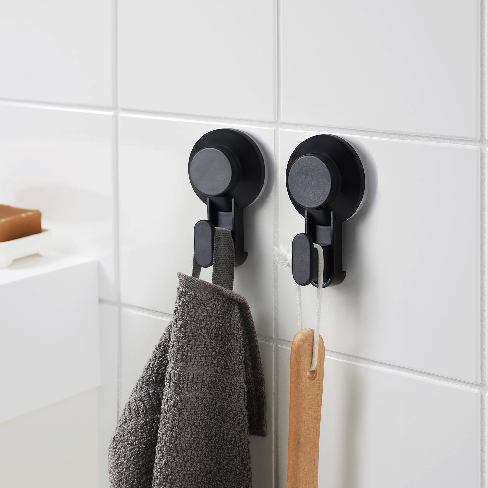 TISKEN Hook with suction cup, black - IKEA