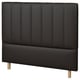 Black TJÅLLE headboard, modern design with vertical stitches, upholstered in durable fabric, measures 52x54 inches.