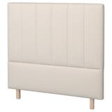 TJÅLLE headboard, white, padded fabric, rectangular with vertical stitching.