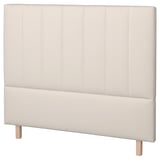 TJÅLLE headboard: cream-colored, rectangular, upholstered in durable fabric, soft padding, modern stitching design.