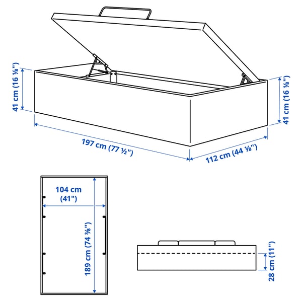 TJÅLLE Upholstered ottoman bed, Bomstad white, 105x190 cm